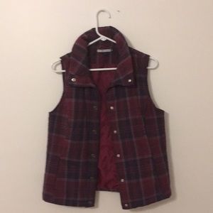Navy Plaid Puffer Vest